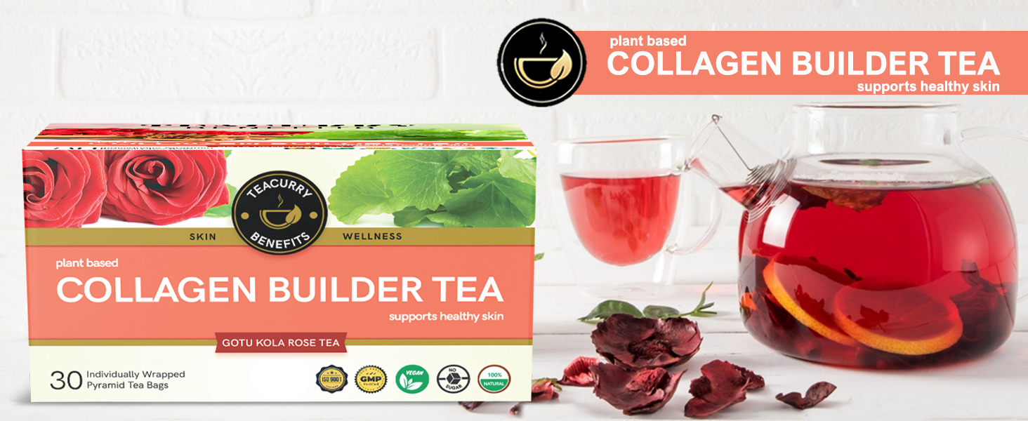 TEACURRY Collagen Builder Tea (1 Month Pack | 30 Tea Bags) - For Skin, Hair, Nails (With Vitamin C, Biotin)