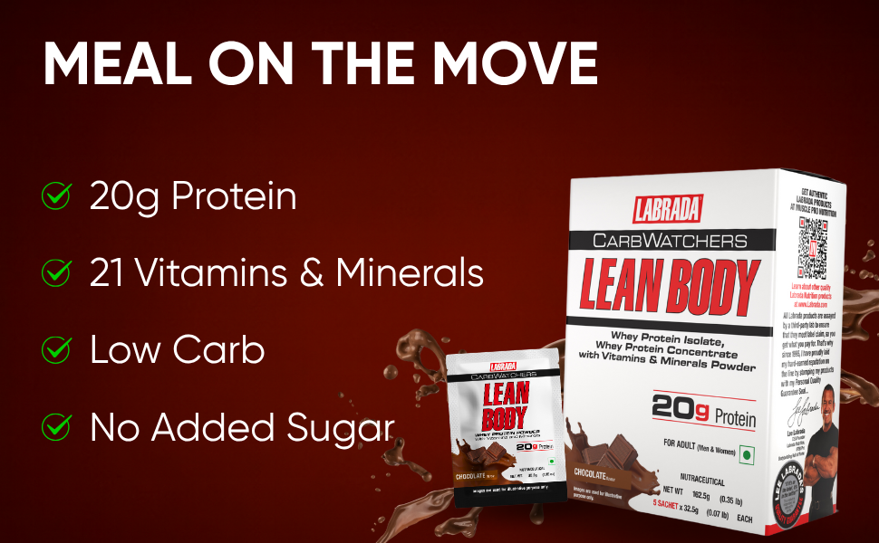 Labrada Lean Body CarbWatchers | 162g | Chocolate | High-Protein | Low-Carb | Meal Replacement Shake | 20+ vitamins and minerals |