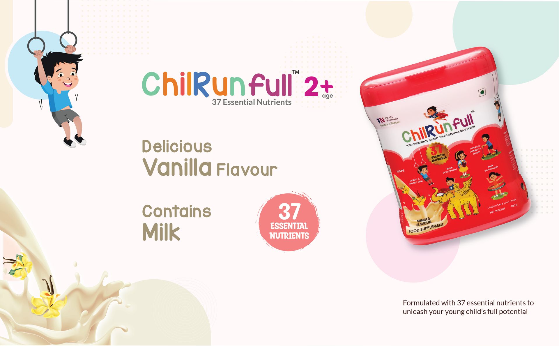 full (Vanilla 400-grams Jar), Scientifically tested Total Nutrition for 2 Years & Above, 37 Essential Nutrients, Healthy, Energetic, and Strong