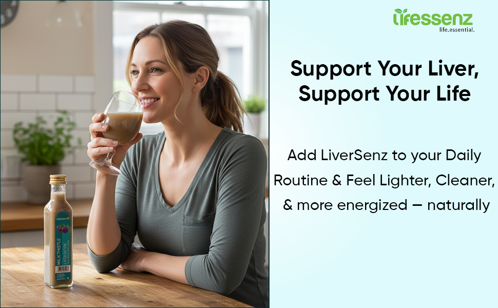LiverSenz | Milk Thistle Seed Juice (40%) + Apple Cider Vinegar (40%) + Raw Honey (20%) | Natural Liver Cleanse & Detox | Herbal Liver Support Supplement | Puressenz | 250 ml