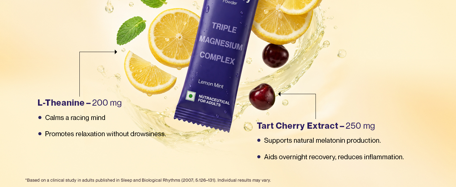 Setu Sleep + Recovery | Triple Magnesium Complex for Relaxation and Recovery | Lemon Mint Flavor | 15 Sachets