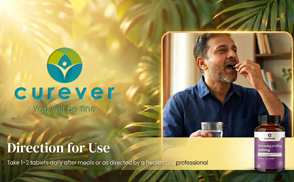 Curever Ashwagandha 500mg Capsules | Stress Relief, Sleep Support & Energy | Ayurvedic Adaptogen Supplement for Men & Women | Supports Immunity, Stamina & Muscle Recovery | 60 Veg Capsules