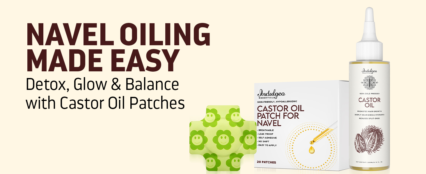 Indulgeo Essentials Navel Stick On Patches for Castor Oil - 20 units | Self Adhesive Castor Oil Packs for Liver Detox, Accelerate metabolism,Easy to Use, Anti-Seepage