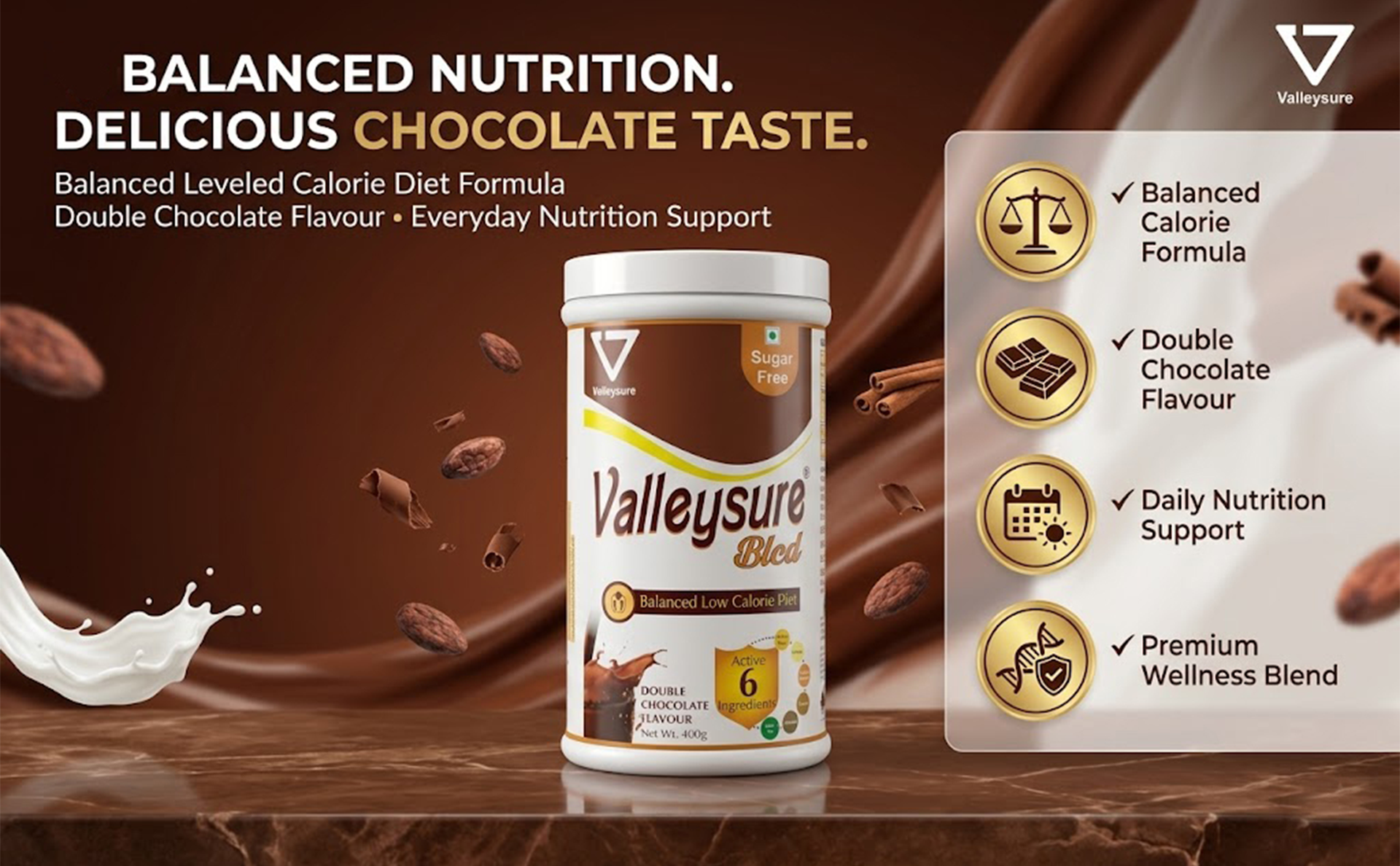 Balanced Leveled Calorie Diet (BLCD) Powder – Double Chocolate Flavour, 400g