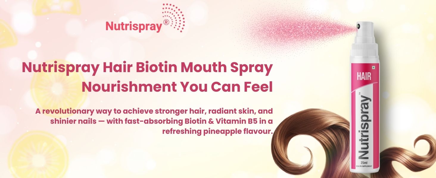 Hair Biotin Oral Spray – 25ml (Pack of 1) | Biotin (B7) + Vitamin B5 | Supports Hair Growth, Stronger Nails & Skin | Fast-Absorbing Sublingual Supplement | Pineapple Flavour