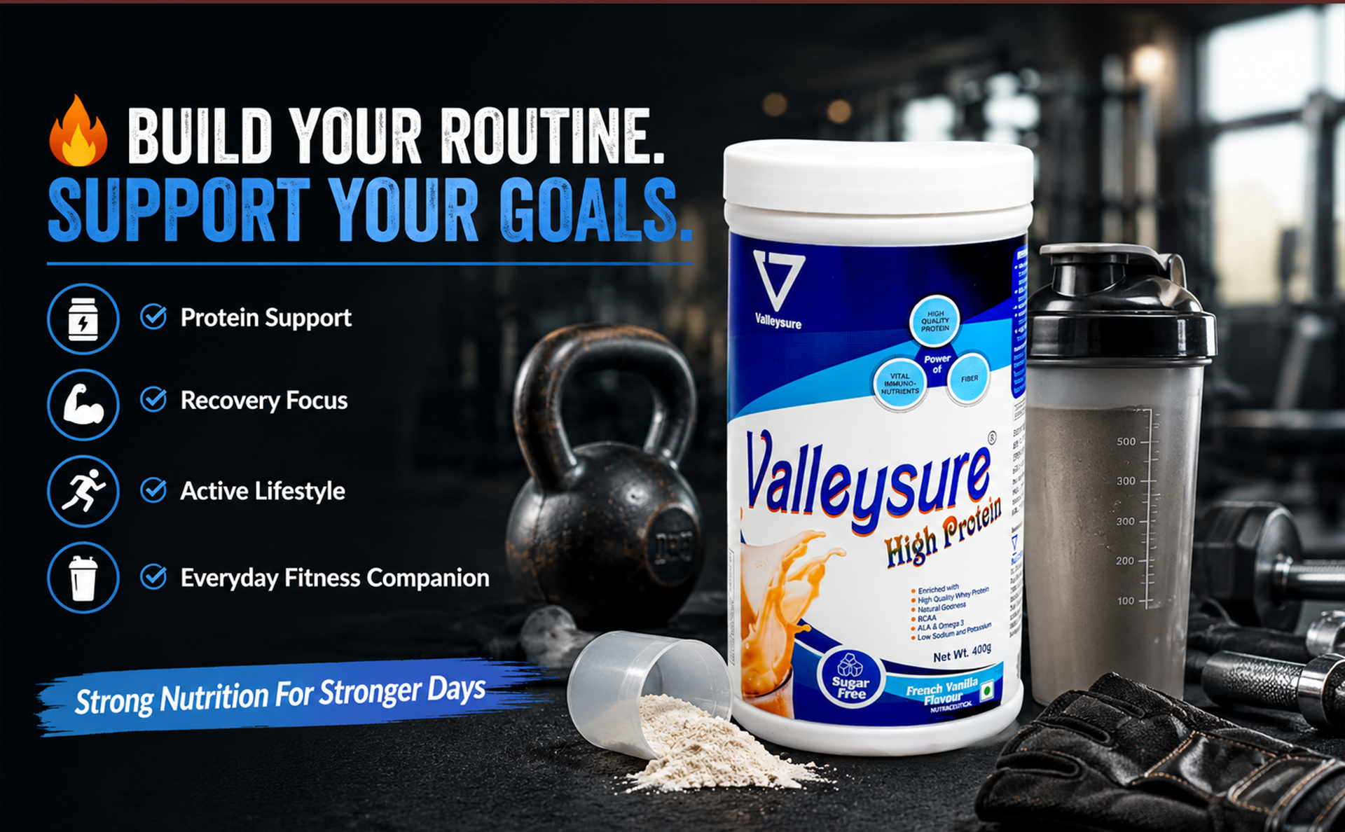 High Protein Powder– 400g | Whey Protein Supplement | Helps for Muscle Recovery, Energy & Fitness (Vanilla)