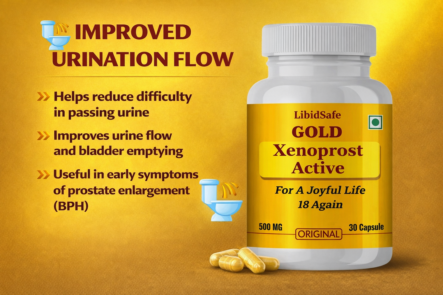 Xenoprost Active Capsule for Men – Advanced Prostate Care Ayurvedic Supplement for Enlarged Prostate & Urinary Relief | Herbal Support for BPH, Bladder Strength & Male Energy