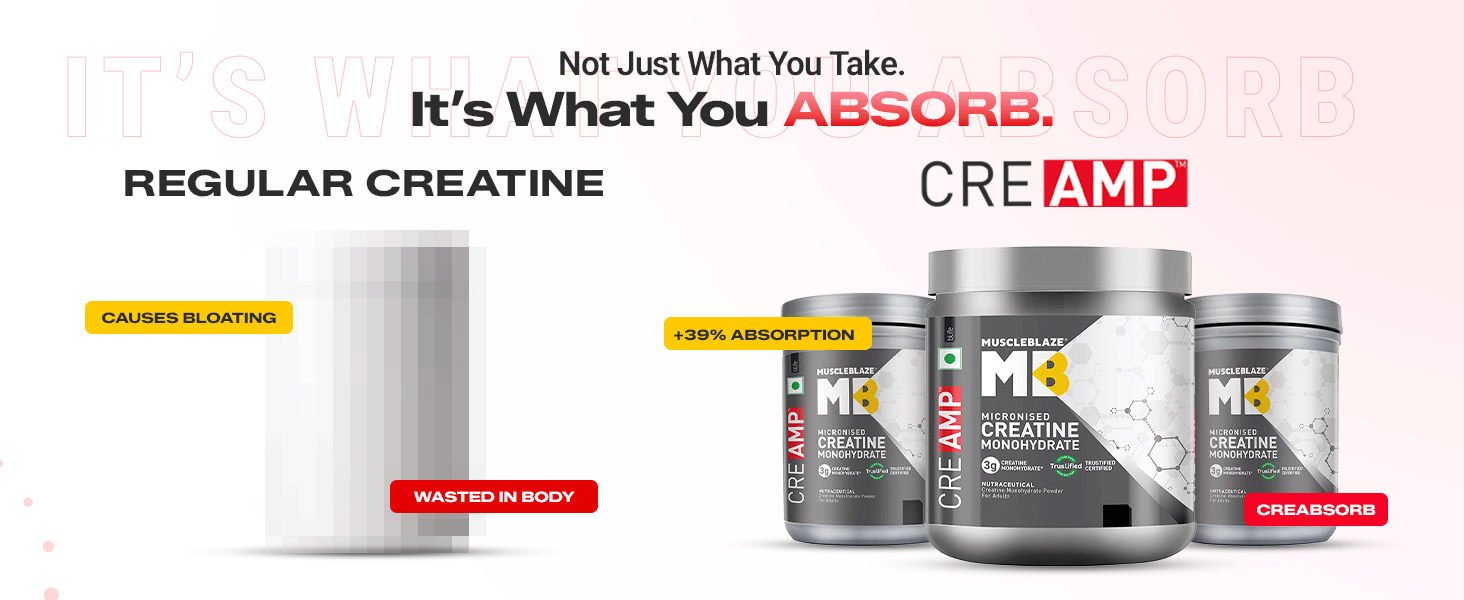 MuscleBlaze Creatine Monohydrate Powder, Sunset Mango, 320g + Shaker