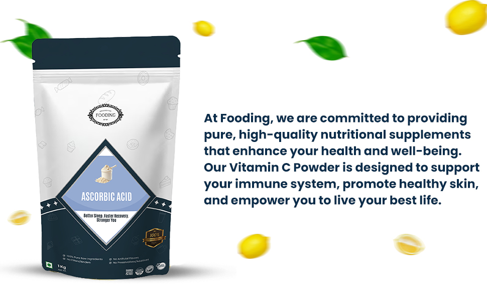 100% Pure Organic Vitamin C Powder (L-Ascorbic Acid), 1Kg, For Immunity booster, Skin cell Protection, Skin Care Serum Making, collagen Booster (Food Grade, Vegan, Non GMO)