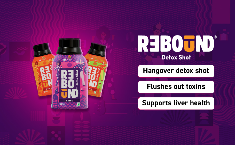 Rebound Detox Shot-Assorted Pack of 04 (Lime and Apple)|Liver Detox Drink & Hangover recovery shot|Zero Sugar Natural Detox Beverage |Ayurvedic Morning Recovery Drink