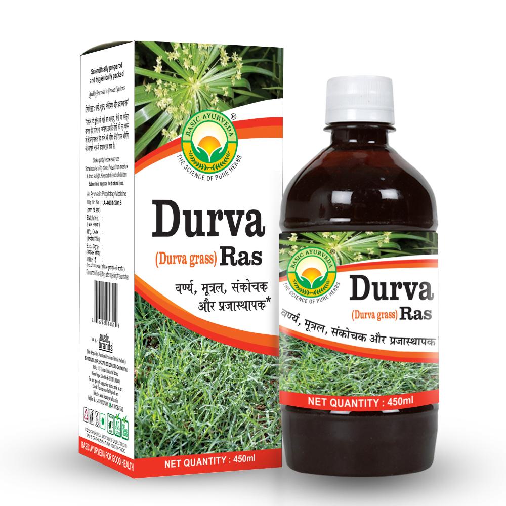 Basic Ayurveda Durva (Dhurva Grass) Juice 450ml Pack of 2 | Pure Ayurvedic Drink | Supports Skin Health & Daily Wellness