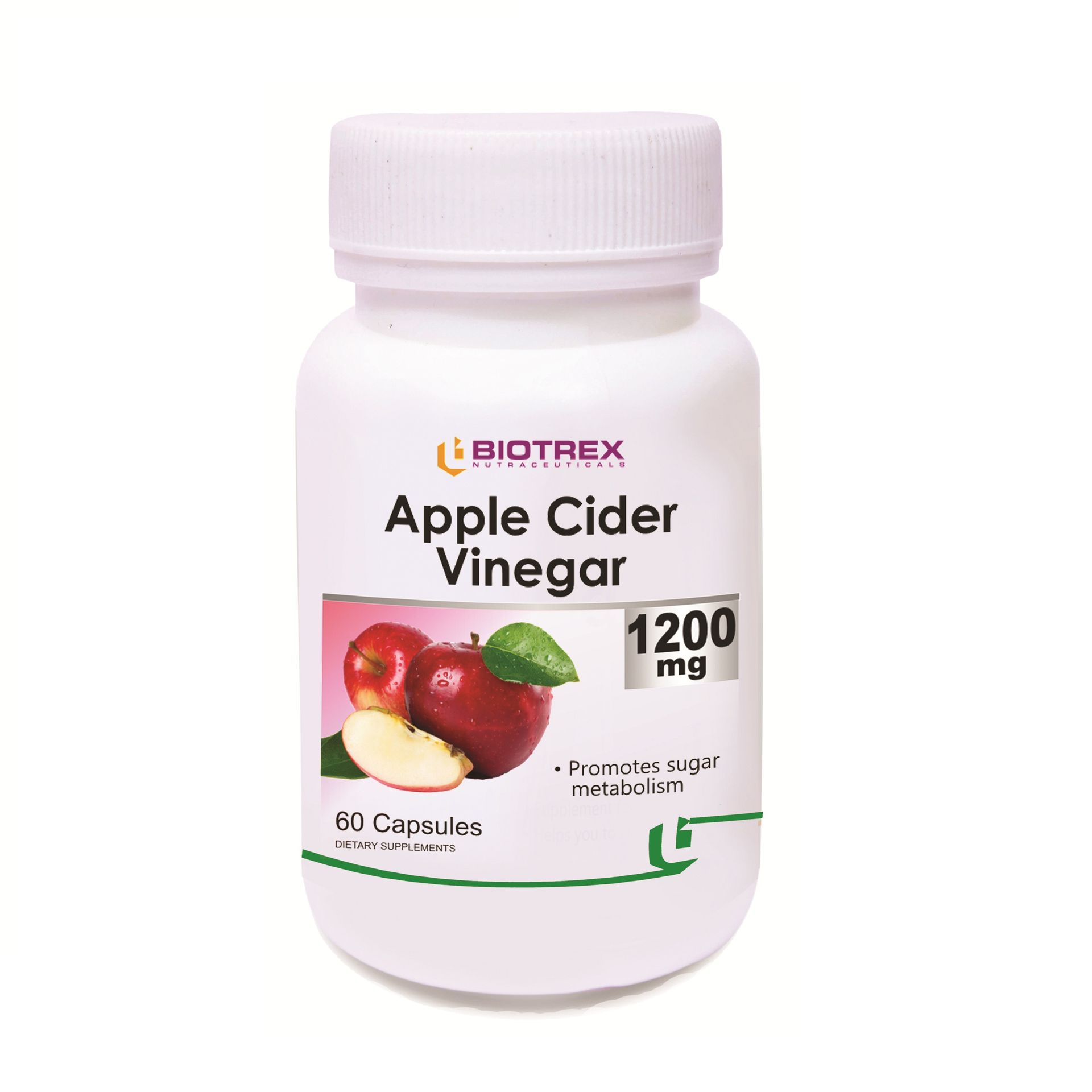 Biotrex Apple Cider Vinegar - 1200mg (60 Capsules), Promotes sugar metabolism, Pack of 2