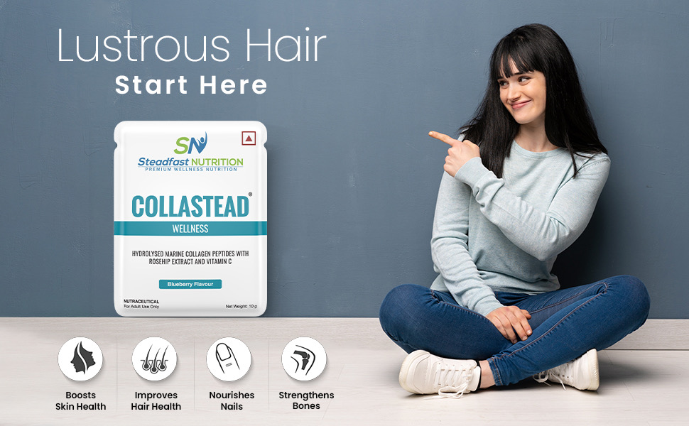 Steadfast Nutrition CollaStead Fruit Punch 300gm, 30 Sachets,Natural Marine Supplements Boost Skin Hair Bones Nail Health with Pure Collagen Peptides