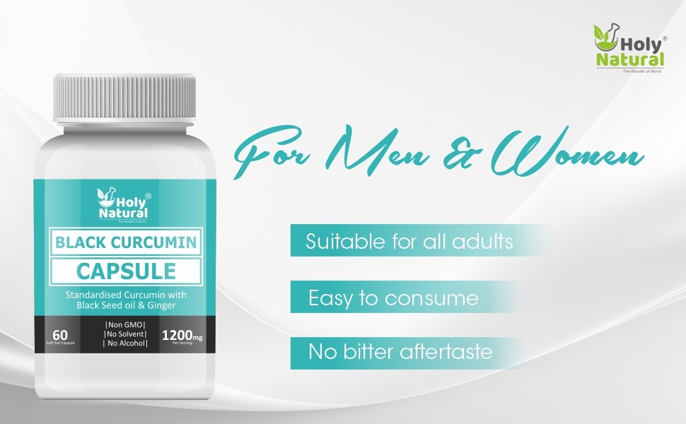 Holy Natural Black Curcumin Capsule (60 cap) | Dietary Supplement, Promote Immunity Activity, Support Joint & muscles Pain | Overall Health for Men & Women.