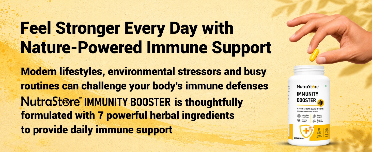 NutraStore Immunity Booster Men & Women | 6 Veg Capsules (Pack of 2) | Vegetarian Immunity Support Capsules | Curcumin, Giloy, Amla, Moringa, Ginger, Orange & Piperine | Natural Defense Support