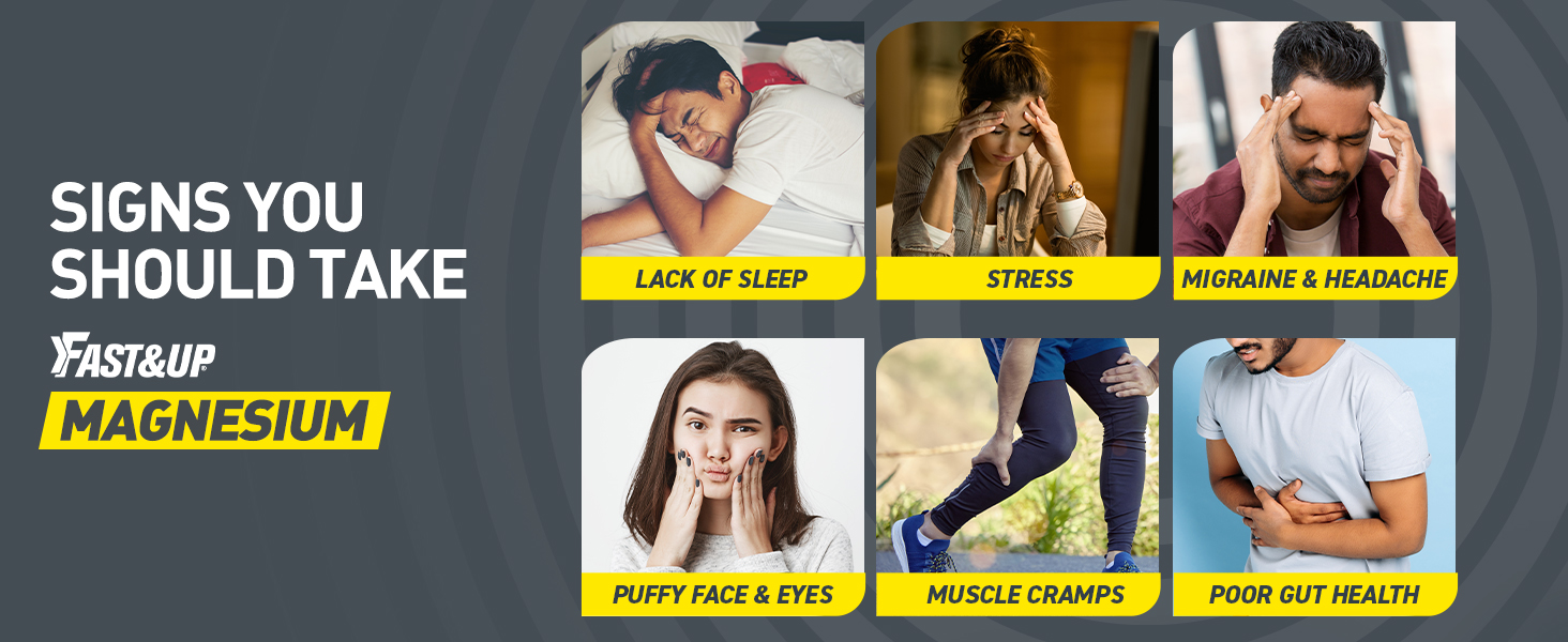 Fast&Up Magnesio - Restful Sleep Supplement - Magnesium & Zinc for Stress Management & Promoting Deep Sleep (60 Effervescent Tablets, Lime & Lemon Flavor)