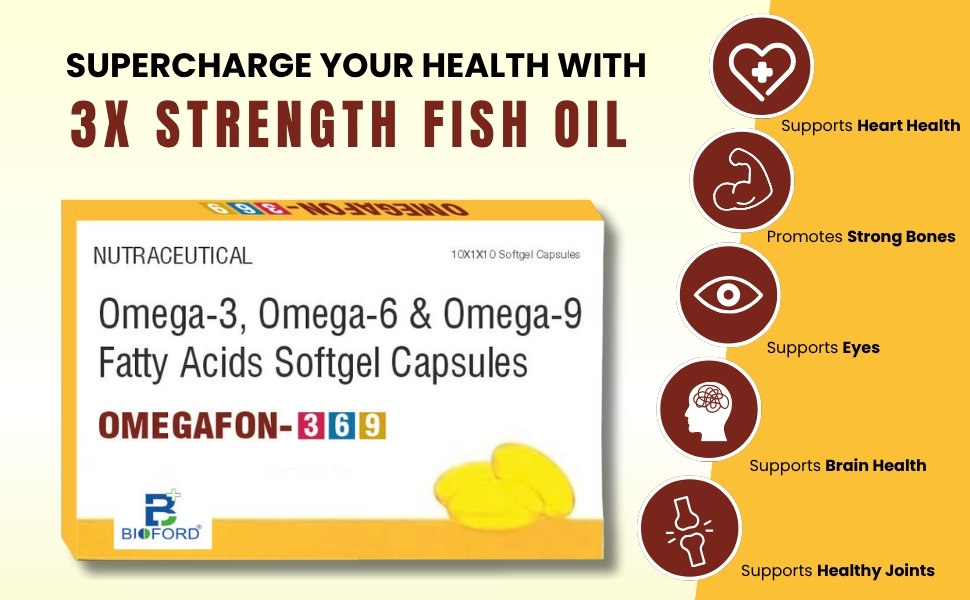 Omegafon 3 6 9 Fatty Acids Derived From Flax Seed Oil 500mg Softgel Capsules For Men & Women (Pack of 2)