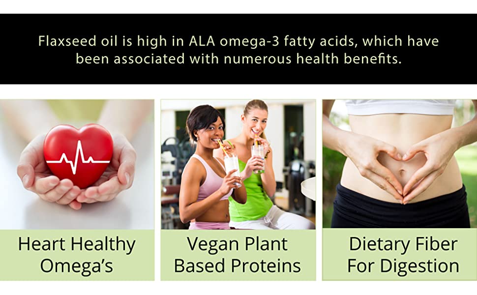 Cold Pressed Flaxseed Oil 1000mg | Omega 3, 6 & 9 for Heart, Joints & Digestion | 60 Softgel Capsules | Non-GMO & Fish-Free