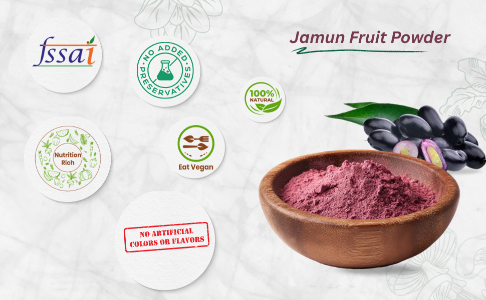 Jamun Fruit Powder 100g | 100% Pure & Natural | Rich in Antioxidants | Supports Blood Sugar Balance, Digestion & Immunity | No Additives, No Preservatives | Vegan | Superfood Powder