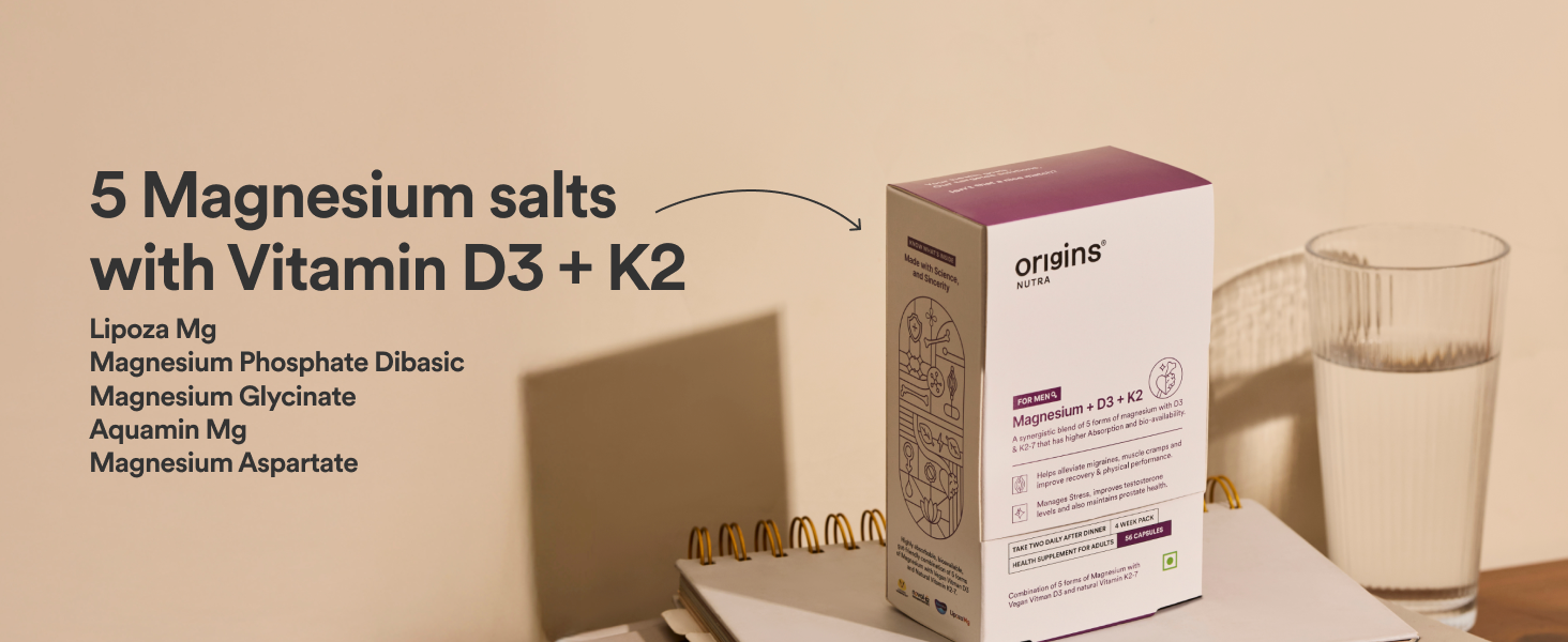 Origins Nutra 5-in-1 Magnesium + D3 + K2-7 for Men | 440 mg Magnesium