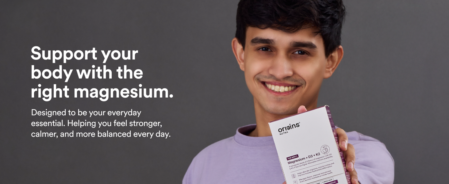 Origins Nutra 5-in-1 Magnesium + D3 + K2-7 for Men | 440 mg Magnesium