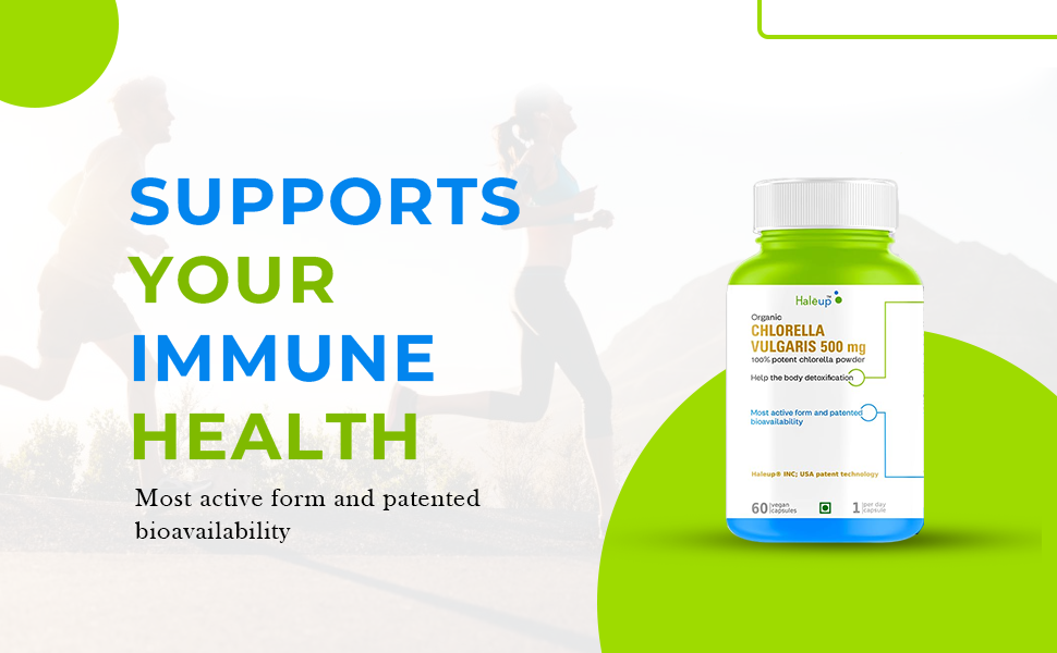 Organic Chlorella Detox Caps 500 mg | Protects Liver and promotes Health | Removes Heavy Metals & Body Toxins I 60 Veg Capsules
