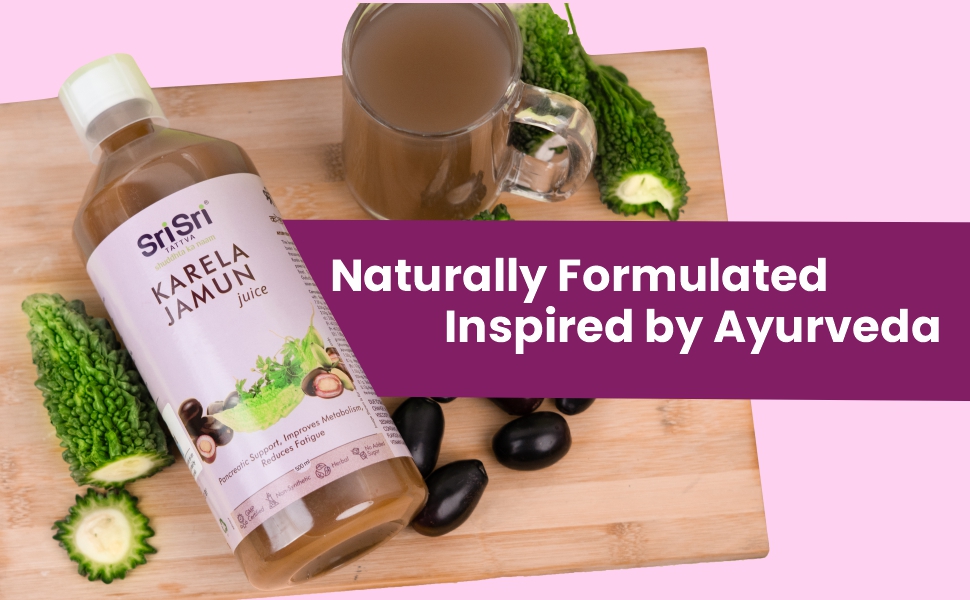 Sri Sri Tattva Karela Jamun Juice | Ayurvedic Herbal Juice for Metabolic & Digestive Wellness | Bitter Gourd & Jamun with Amla, Neem & Giloy | 500ml | Pack of 3