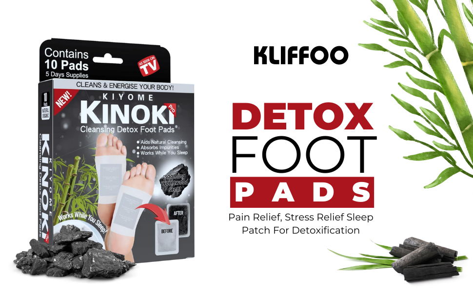 KLIFFOO Detox Foot patches for Cleansing Remove Toxins, 50 Pads Charcoal Deep Cleansing Detoxify Blood Circulation Foot Pad,Stress & Pain Relief Sleep Patch for Men & Women,Weight loss & Detoxification (Charcoal 50 Pads)