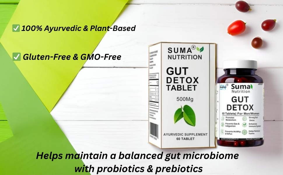 Gut Detox Supplement | Natural Digestion Support, Bloating & Constipation Relief | Ayurvedic Gut Cleanse Tablet with Kutki | Men & Women - 60 Veg Tablets