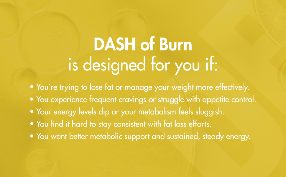 DASH OF BURN Metabolism Support Shots | Supports Fat Burning, Craving Control & Weight Management | L-Carnitine, Green Coffee, Inulin | Pack Of 6 (6x60 ML) Wellness Shots