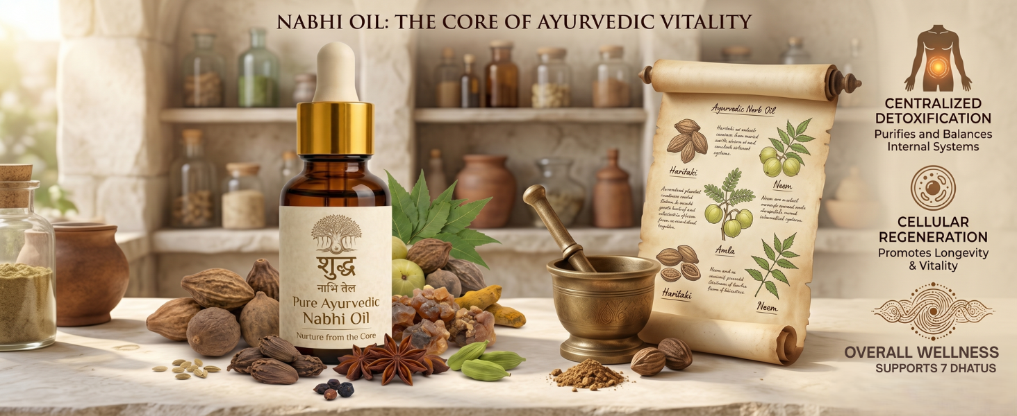 Navel Oil | Nabhi Oiling | Ayurvedic Belly Button Oil with Ghee, Castor, Neem & Vitamin E | Supports Digestion, Detox, Hydration & Stress Relief | Natural & Herbal Therapy