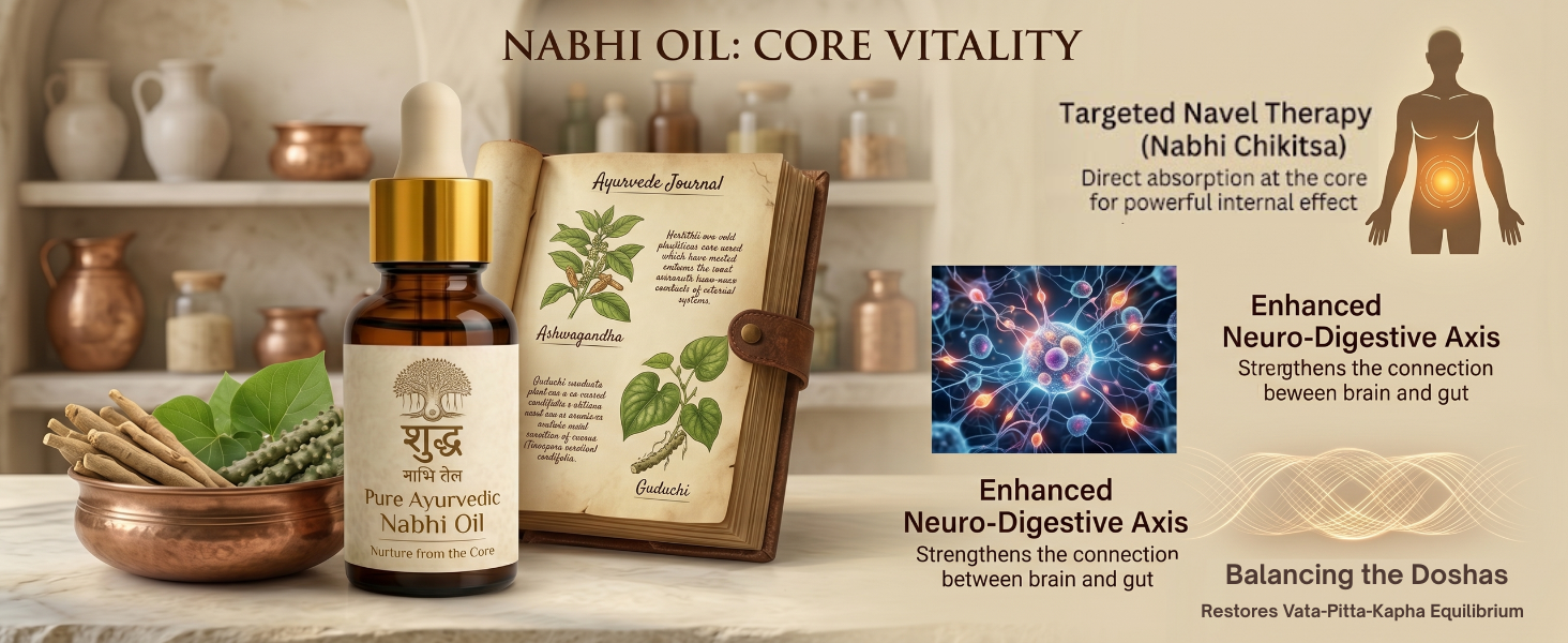 Navel Oil | Nabhi Oiling | Ayurvedic Belly Button Oil with Ghee, Castor, Neem & Vitamin E | Supports Digestion, Detox, Hydration & Stress Relief | Natural & Herbal Therapy 30ml (Pack of 2)