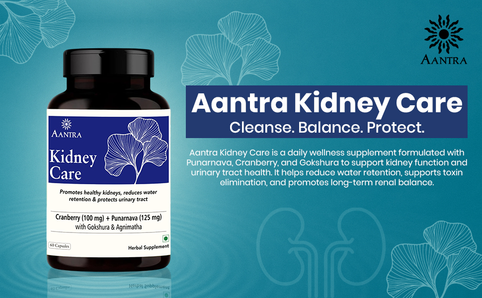 Kidney Care – Herbal Detox & Support with Punarnava, Agnimatha, Gokshura, Mulethi & Cranberry – Daily Comfort Urinary & Health – 60 Capsules
