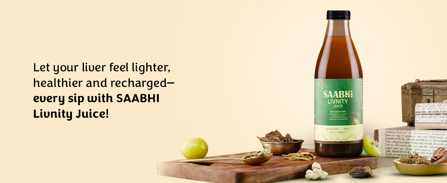SAABHI Livnity Juice- 1L | Liver Detox Drink | Premium Amla & Kasini Seeds | Fights Fatty Liver, Natural Liver Detoxifier | Sugar Free