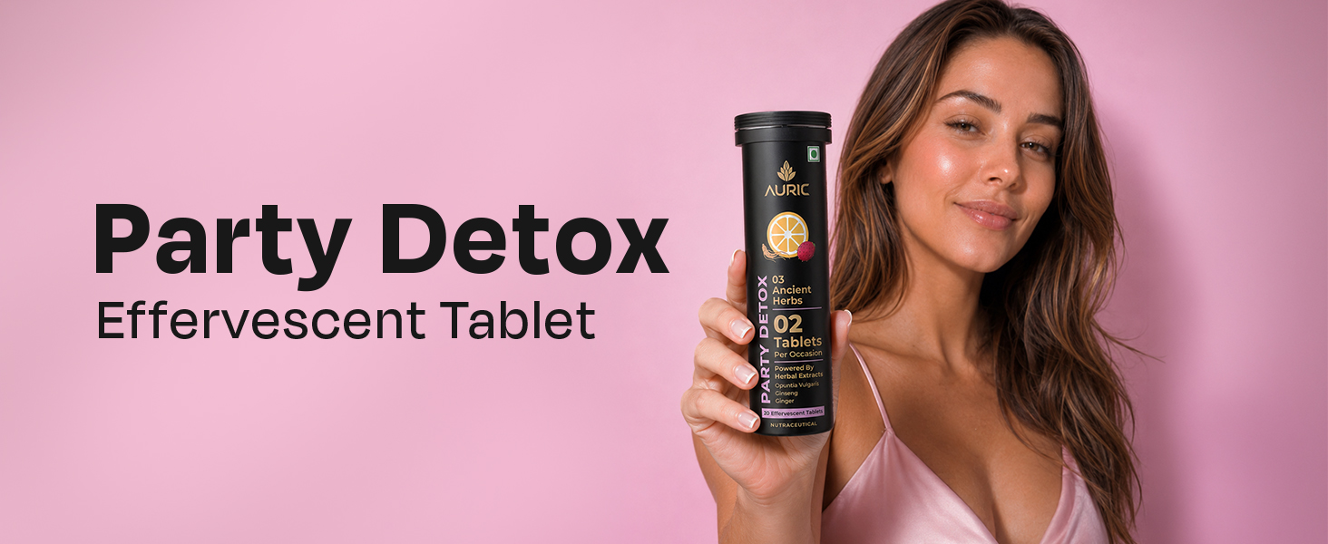 Auric Party Detox Effervescent Tablet - Drop, Fizz & Drink - 80 Tablets