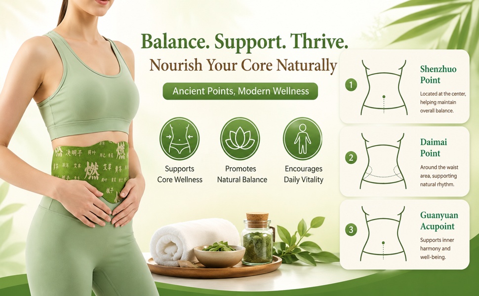 Herbal Balance Patch, Plant-Based Ingredients, Comfortable Adhesive Design, Balance Belly Button Patch Natural Detox & Slimming Waist Sticker Easy Topical Use, 5 Pieces
