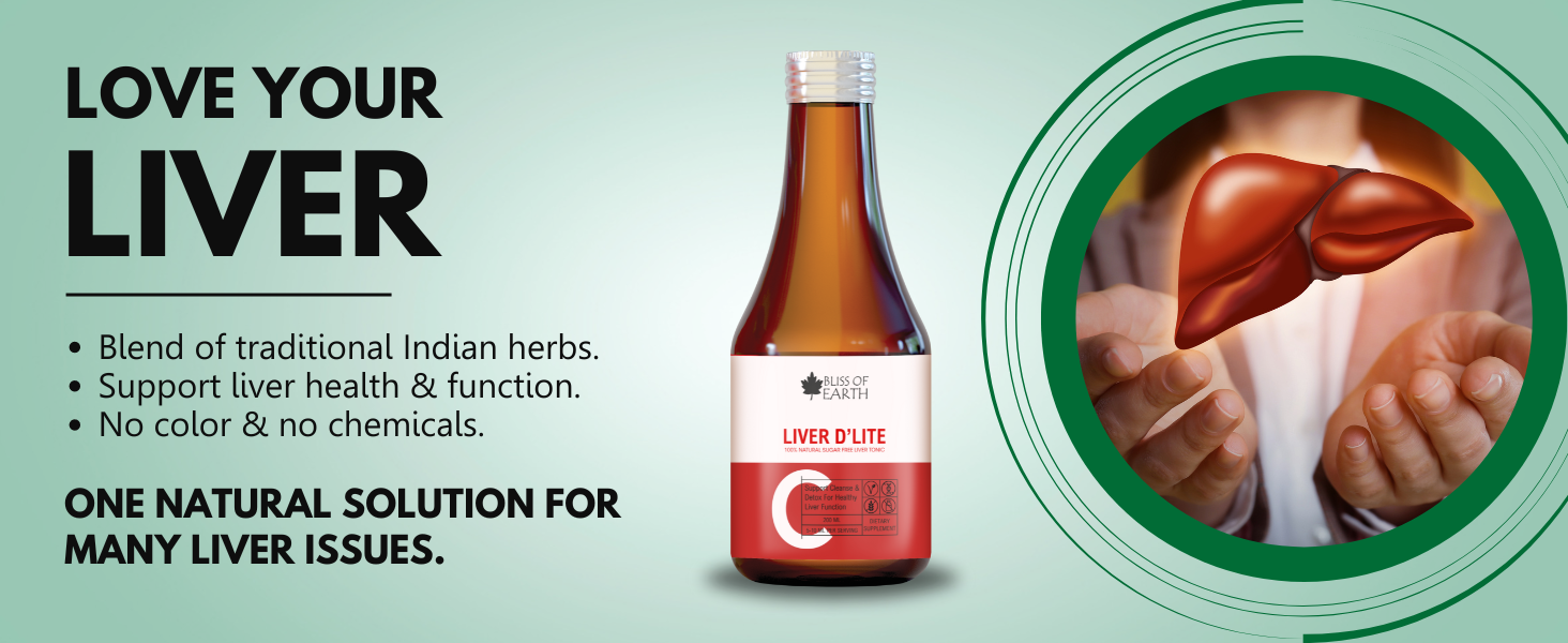 Bliss of Earth Natural Liver Syrup, Sugar Free Liver Cleanse & Detox Helps Digestion & Appetite, 200ml