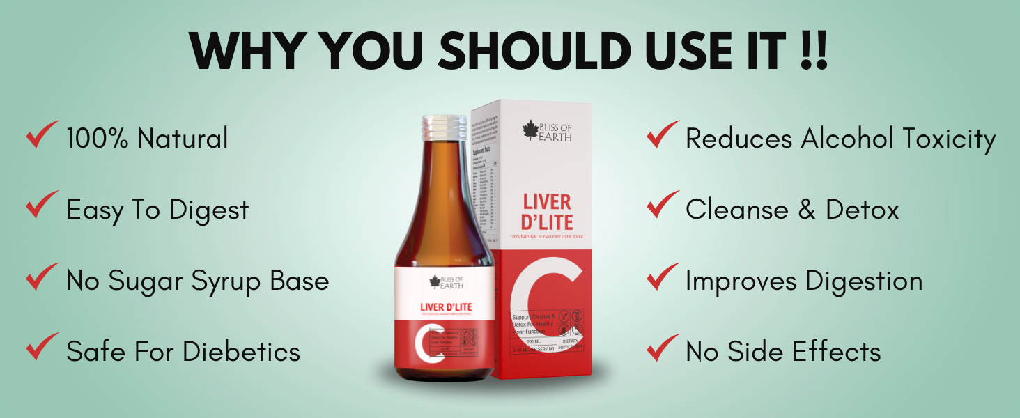 Bliss of Earth Natural Liver Syrup, Sugar Free Liver Cleanse & Detox Helps Digestion & Appetite, 200ml