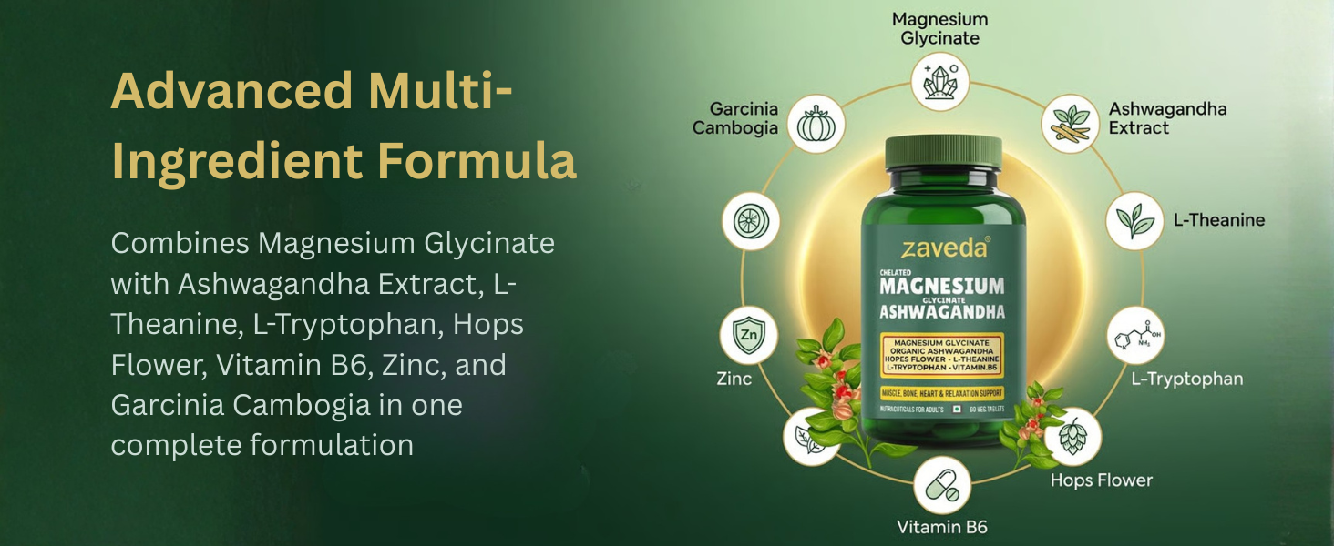 Magnesium Glycinate Ashwagandha Tablets, 60 VegTablets