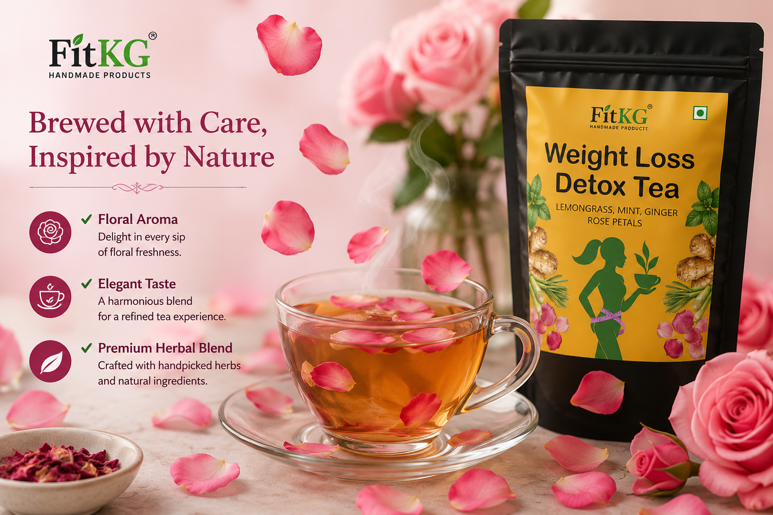 FIT KG HANDMADE PRODUCT Belly Fat Detox Herbal Tea for Weight Management, Natural Blend, 30 Day Detox, for Women and Men