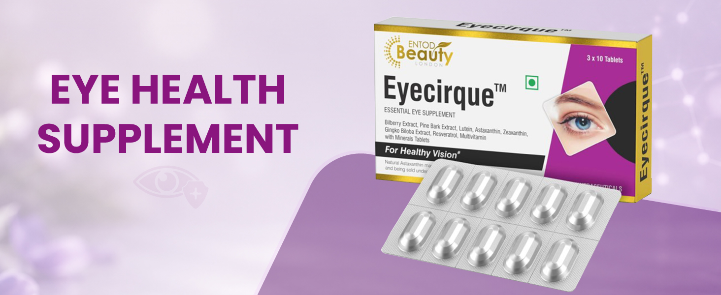 Eyecirque Eye Supplement Tablets | Eye Health Vitamins with Lutein & Zeaxanthin, Bilberry & Astaxanthin | Vision Support Supplement | Blue Light Protection | Multivitamin for Eyes (30 Tablets)
