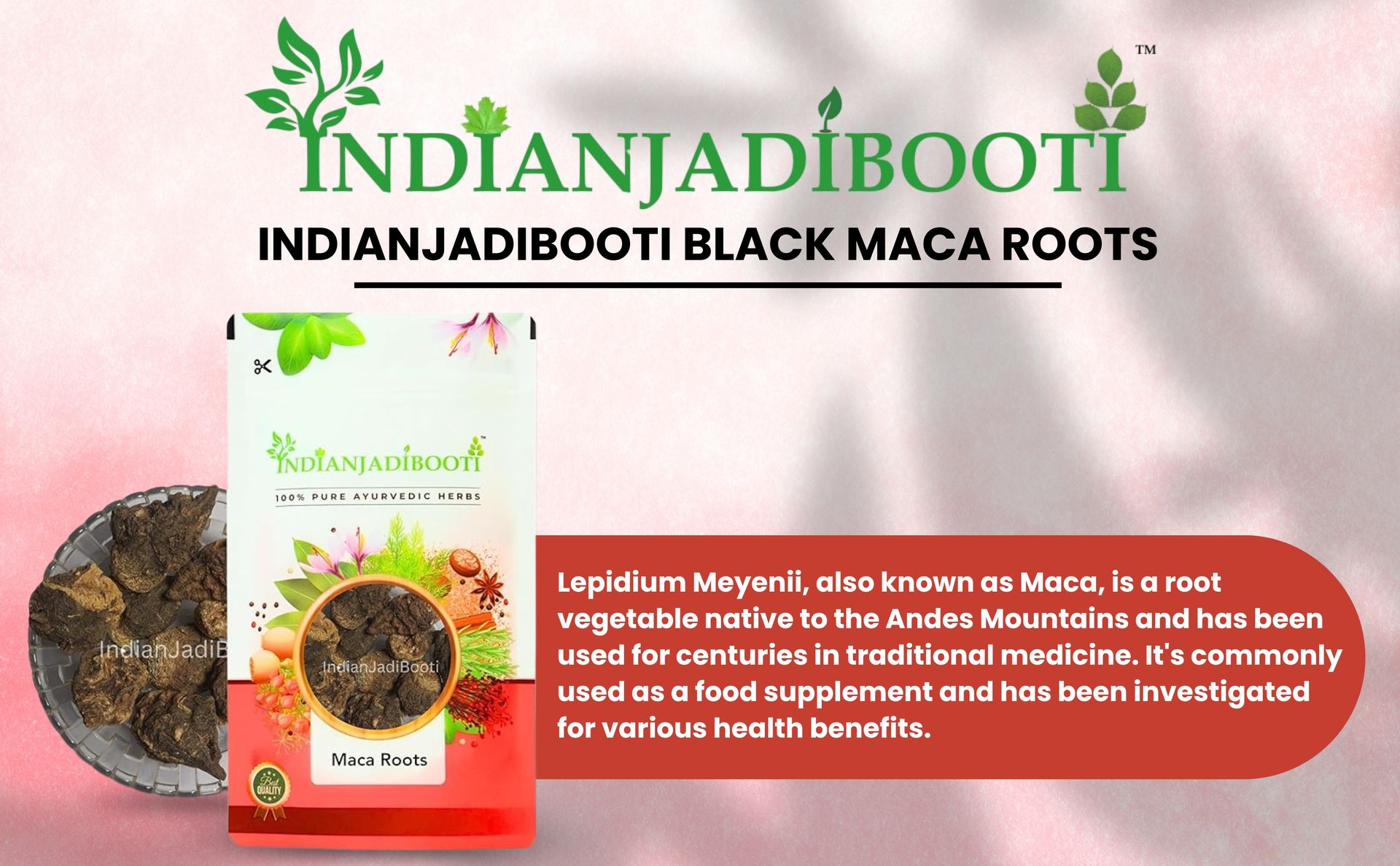 IndianJadiBooti Pure Black Maca Roots (Lepidium Meyenii) | Raw Peruvian Adaptogen for Stamina, Masculine Vitality & Athletic Endurance (100 Grams) | Pack Of 2