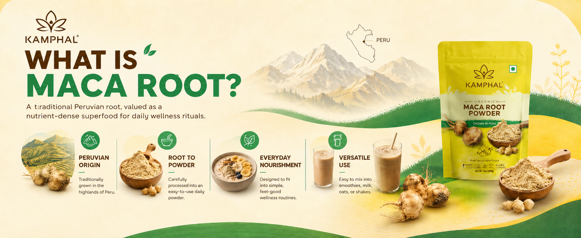 Organic Peruvian Maca Root Powder 100g | Supports Energy, Stamina, Libido & Vitality for Men & Women | Imported from Peru | 100% Natural Raw Maca Superfood for Milk, Smoothies & Shakes | No Additives, Non-GMO