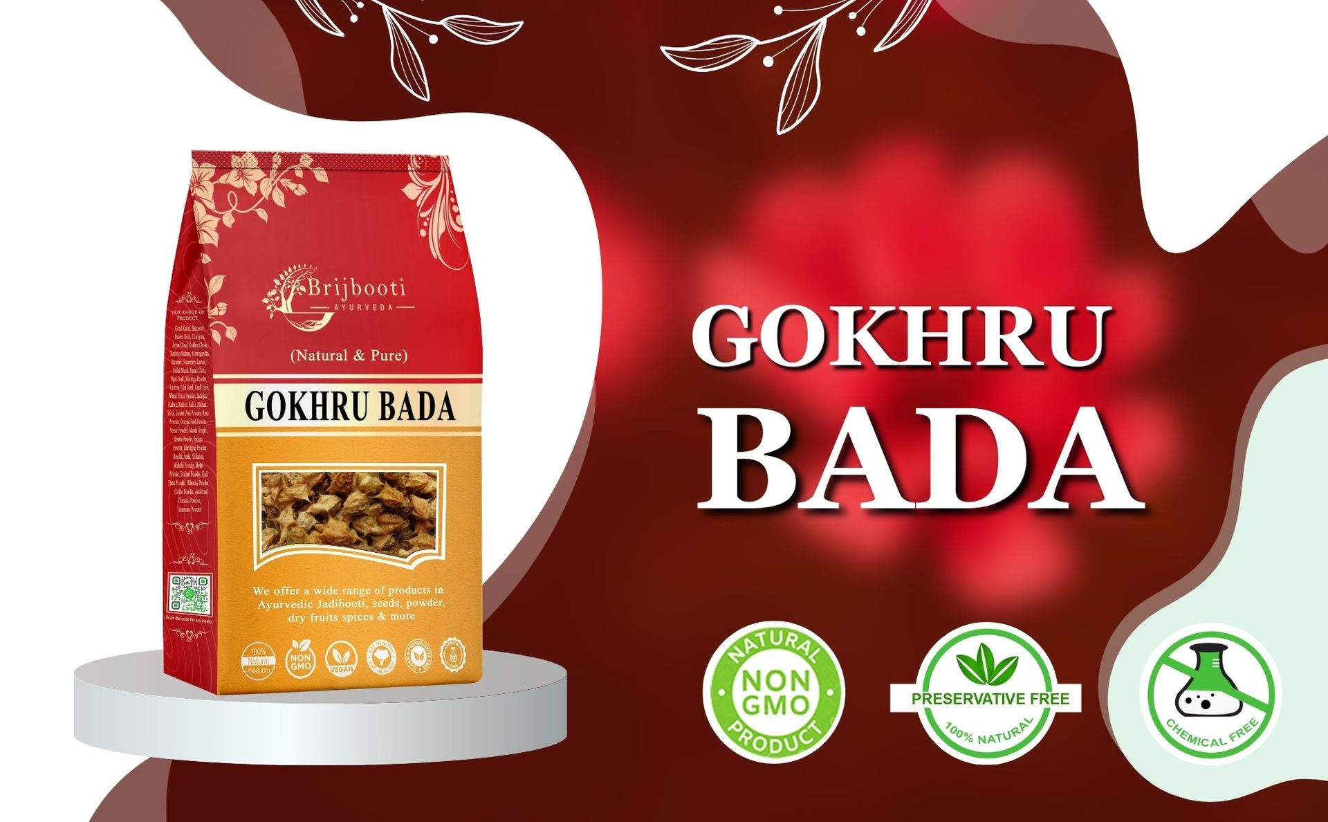 Birju Mahavir Gokhru Bada - Pedalium Murex - Large Caltrops, Natural, 400 gram (BMPL-353)