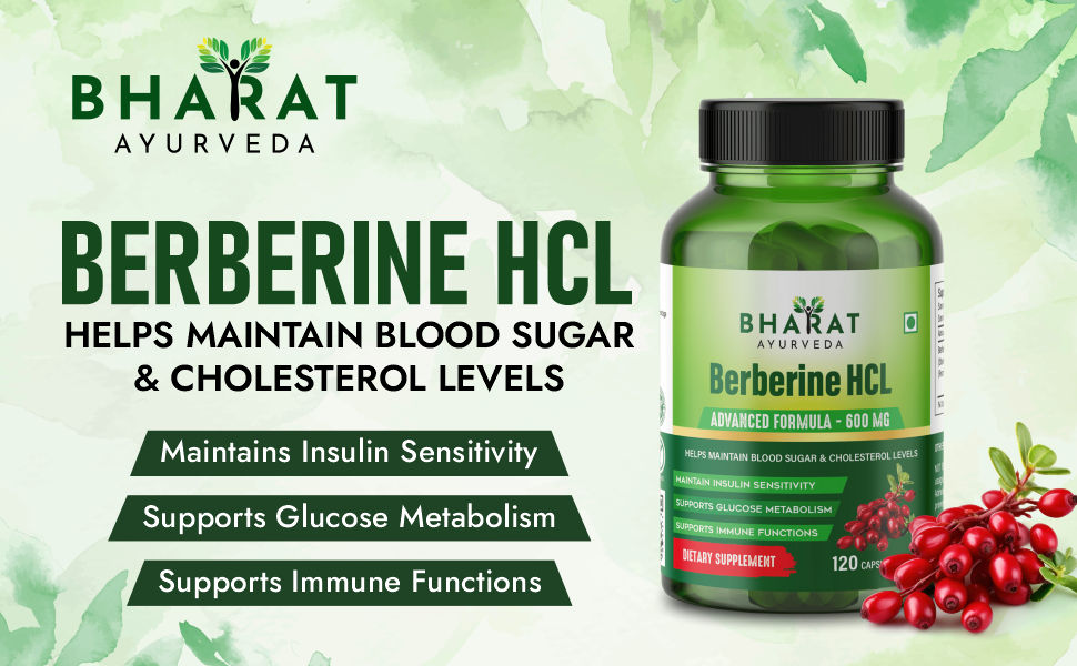 Berberine HCL 600mg Capsules – Herbal Supplement with Barberry Extract for Metabolism, Insulin Sensitivity & Antioxidant Support – Ayurvedic Formula, 120 Capsules