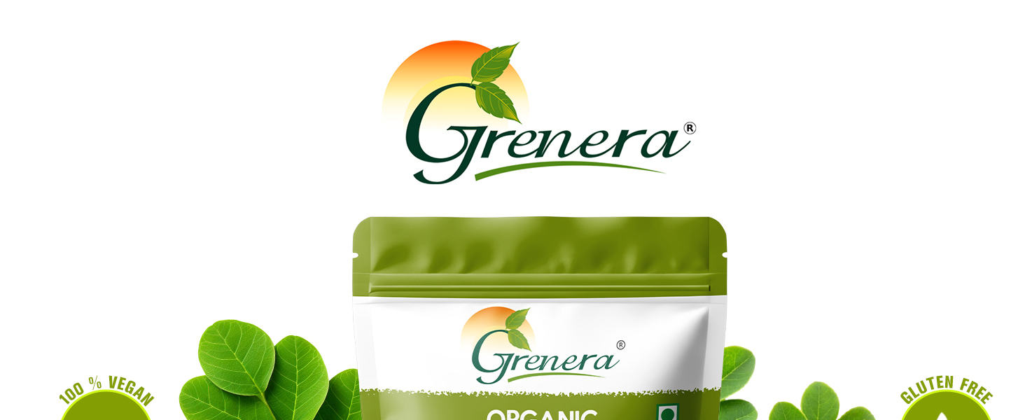 Grenera Organic Moringa Leaf Powder 1 kg, Drumstick Leaf Powder, Pure Shigru for Healthy Life, Organic Certified, No Chemicals or Preservatives