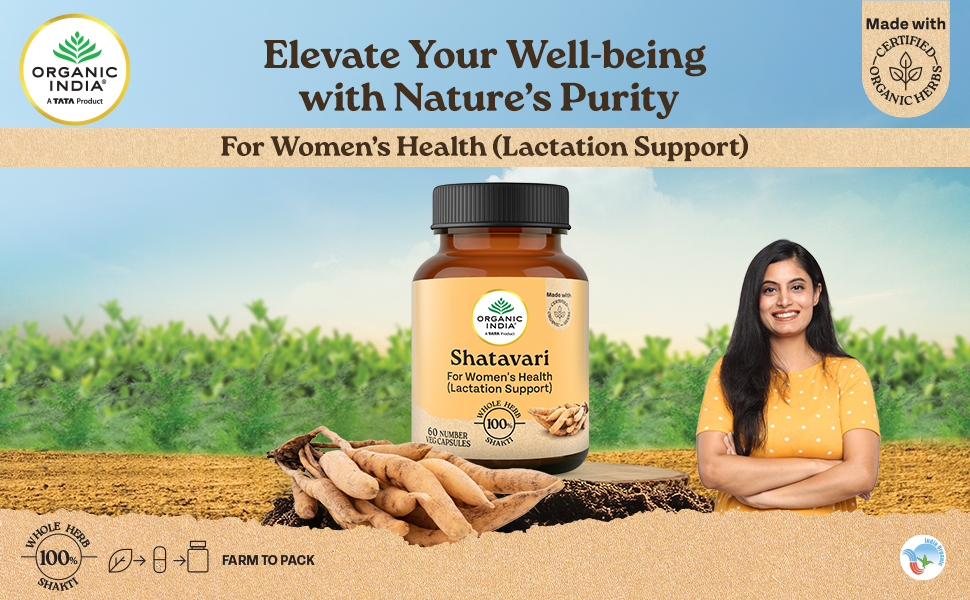 A TATA Product -Organic India Shatavari Capsules, 60 Capsules, Supports Women’s Health, Whole Herb*, Certified Organic, No Added Fillers or Chemicals