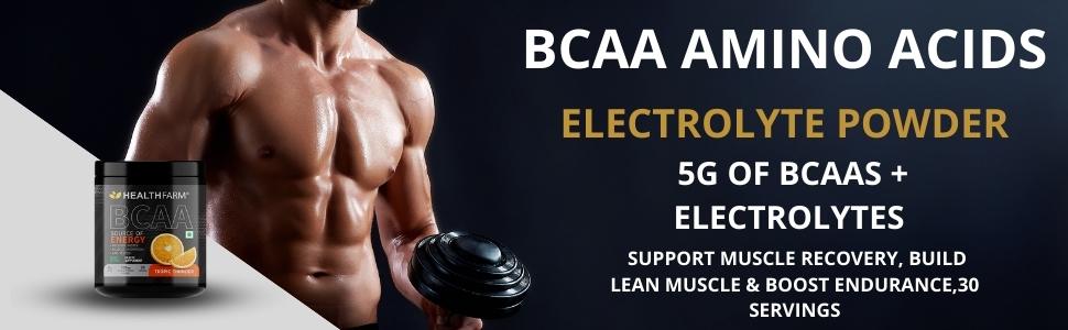 Healthfarm BCAA 2:1:1 Powder (Branched Chain Amino Acids) - BCAA Powder for Muscle Recovery - Gluten Free - 5000mg per Serving,30 Servings -Flavor- Mango Berry