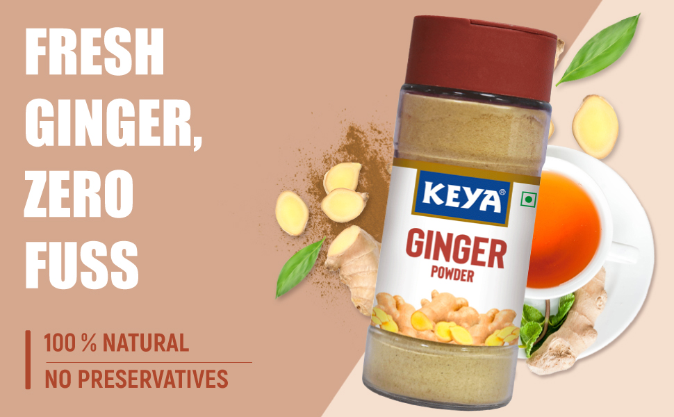 Keya Ginger Powder 40g | All-Natural and Dried |Instant ginger Powder | No Additives, Preservatives | Pack of 2