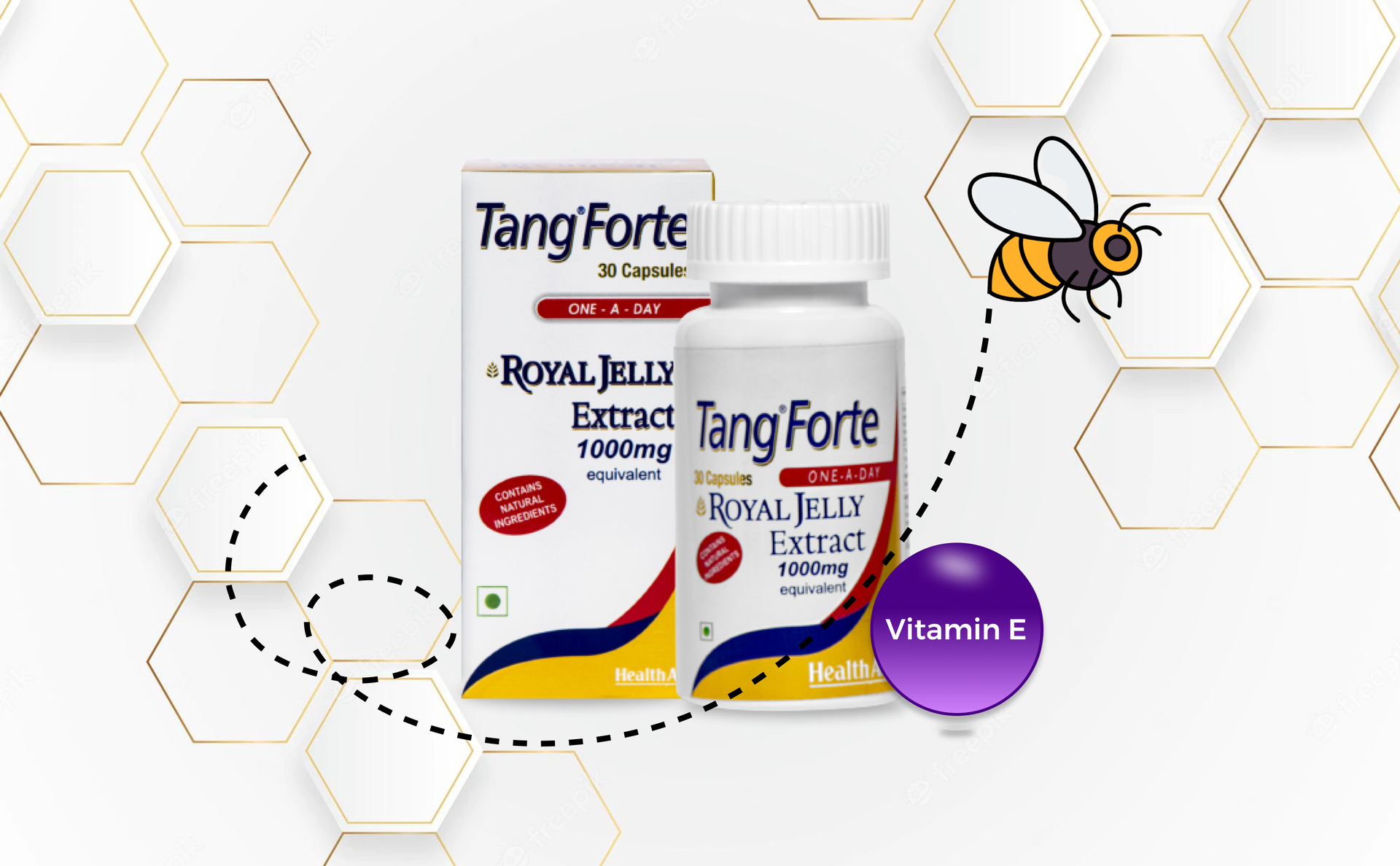 HealthAid Tang Forte Royal Jelly | Supplement with Vitamins, Minerals & Amino Acids | Supports Energy, Vitality, Skin Health & Immune Function | For Men & Women | 30 Capsules